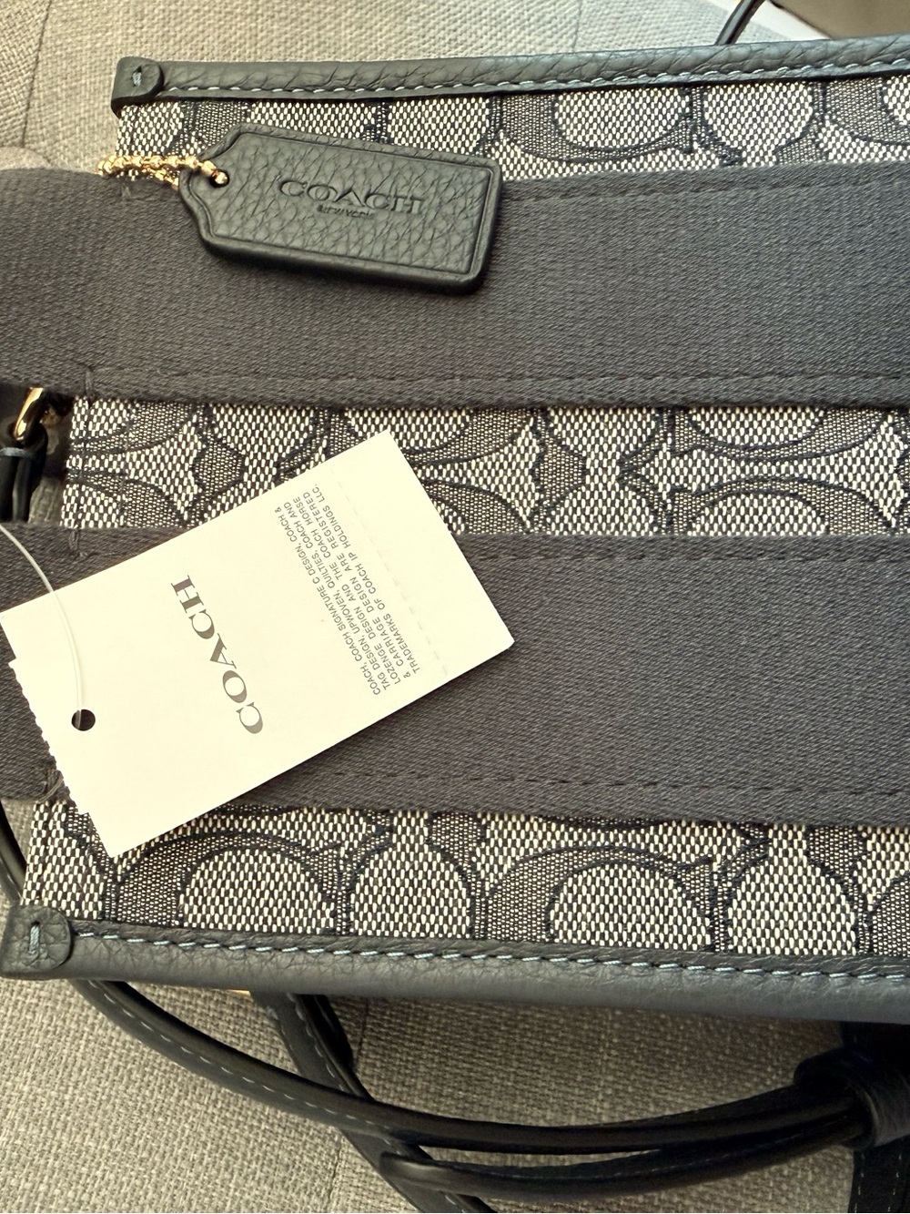 NWT Coach Smith Mini Tote Bag In Navy Signature Jacquard - Picture 4 of 9